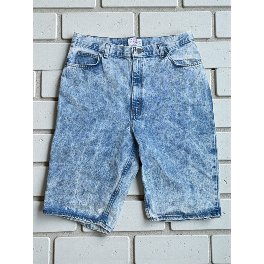 Vintage Dirty Dancing Juniors Sz 17/18 Acid Wash Denim High Rise Bermuda Shorts